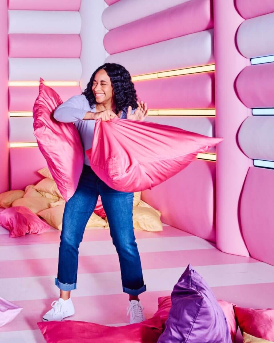 adults pillowfighting