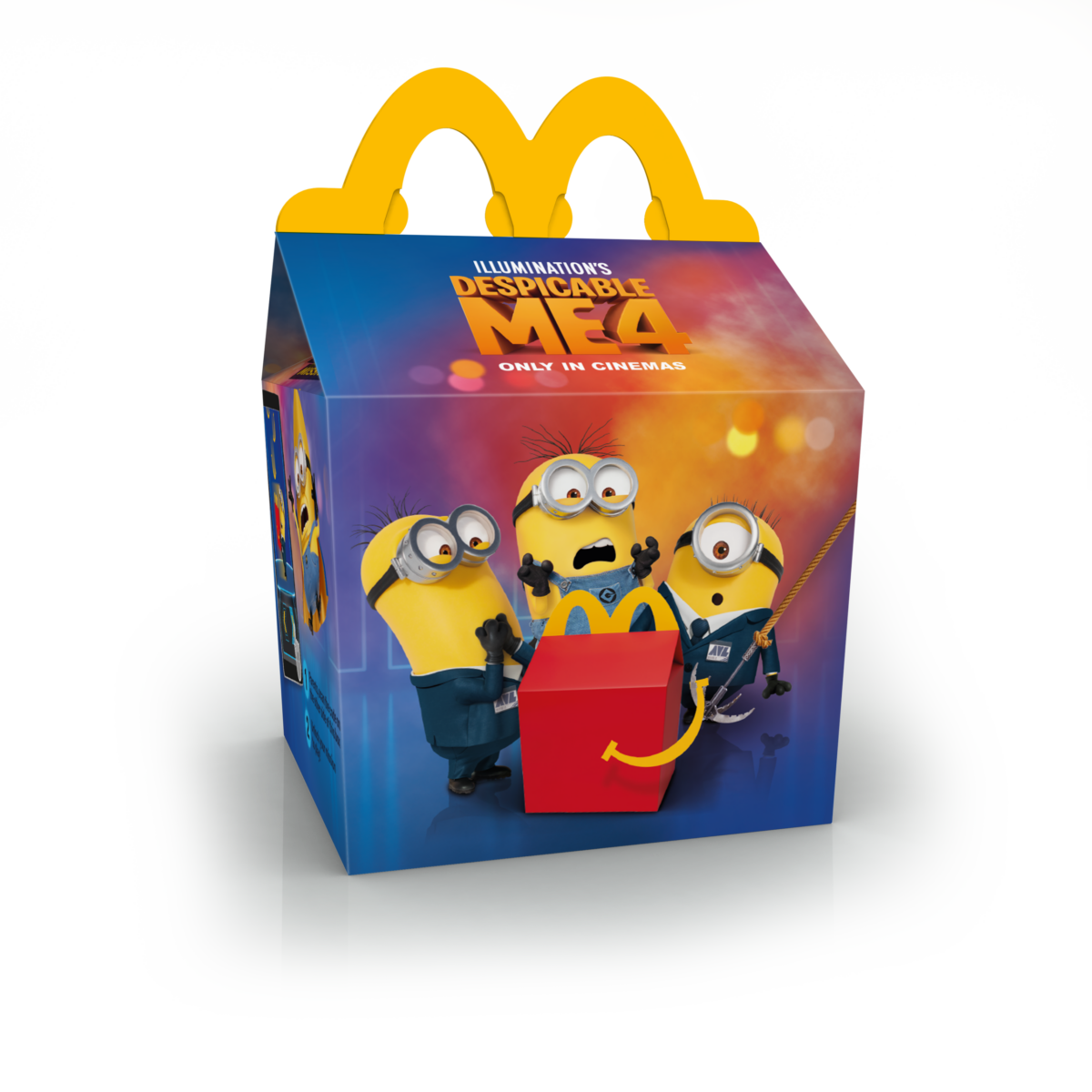 Emballage Happy Meal avec les minions et boîte Happy Meal ôtée de son sourire
