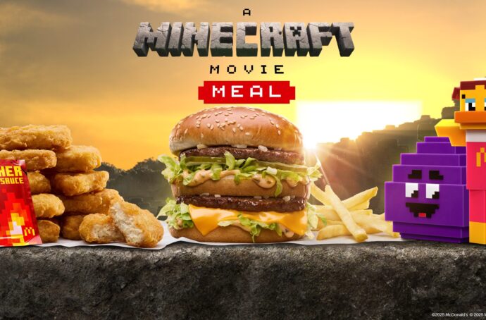 Minecraft Movie Meal poster with full meal and collectible toys