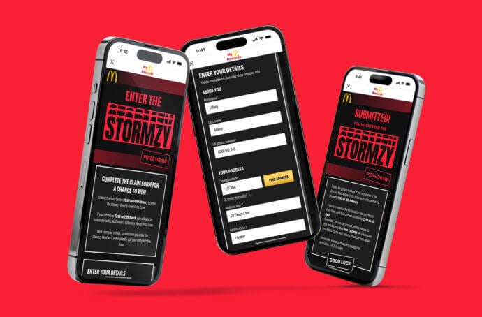 Progression of 3 iphones with red background