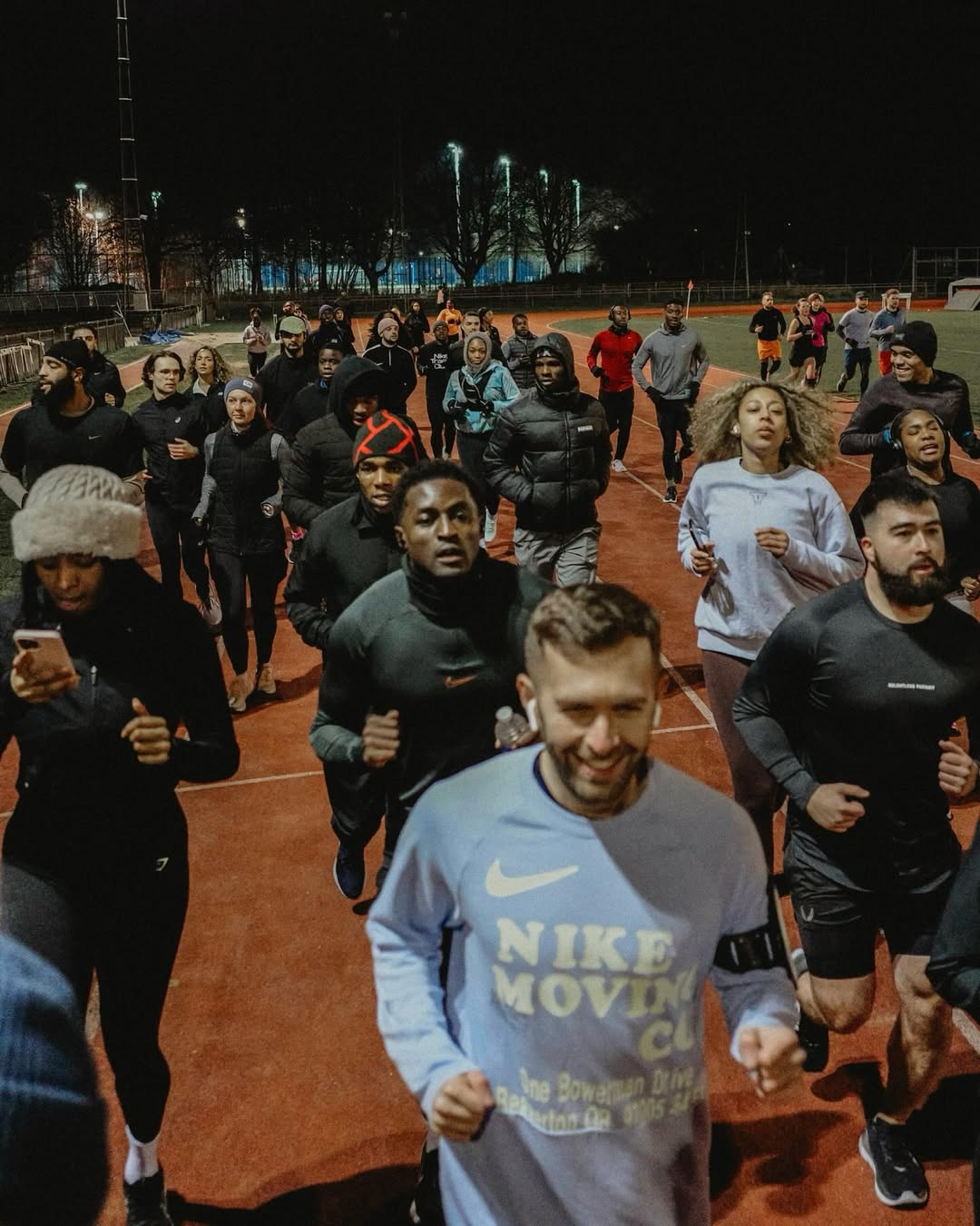 A group of people running