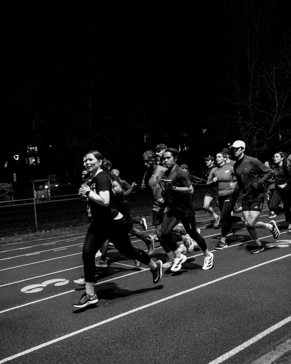 People running on a track