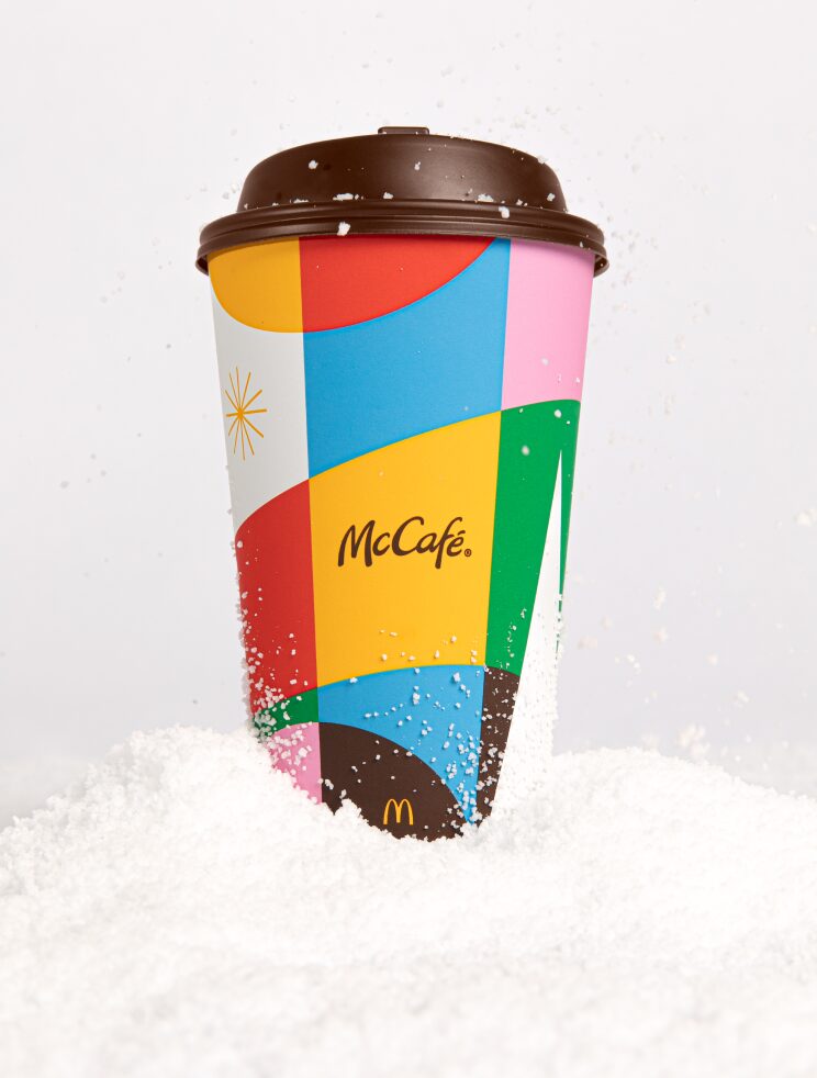 Image of a singular McCafe holiday cup