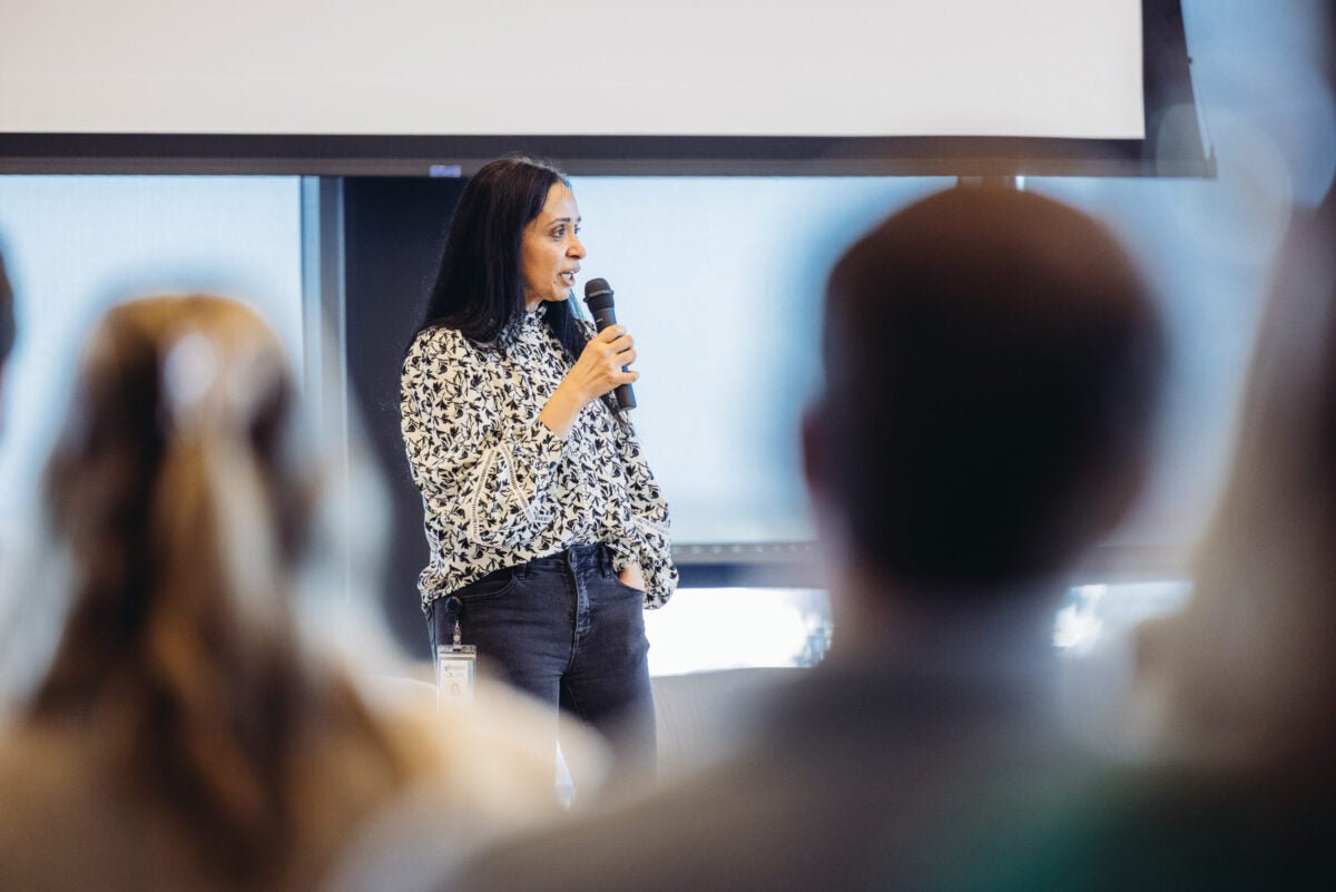 Woman presenting at the AI summit