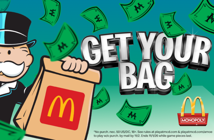 Monopoly US key visual with Mr. Monopoly and the text "Get Your Bag!"
