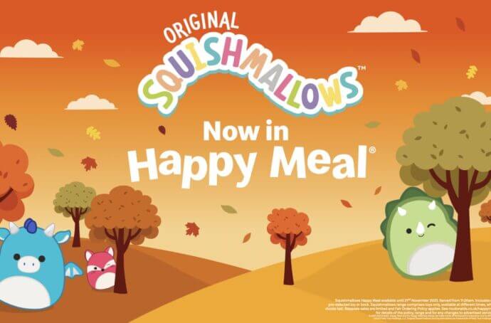Poster image of the Squishmallows Autumn Happy Meal logo with characters
