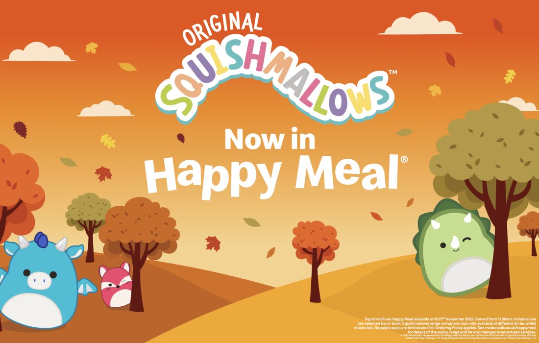 Poster image of the Squishmallows Autumn Happy Meal logo with characters