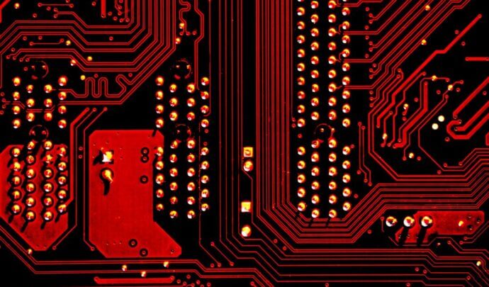 Zoomed in digital image of a red machine component