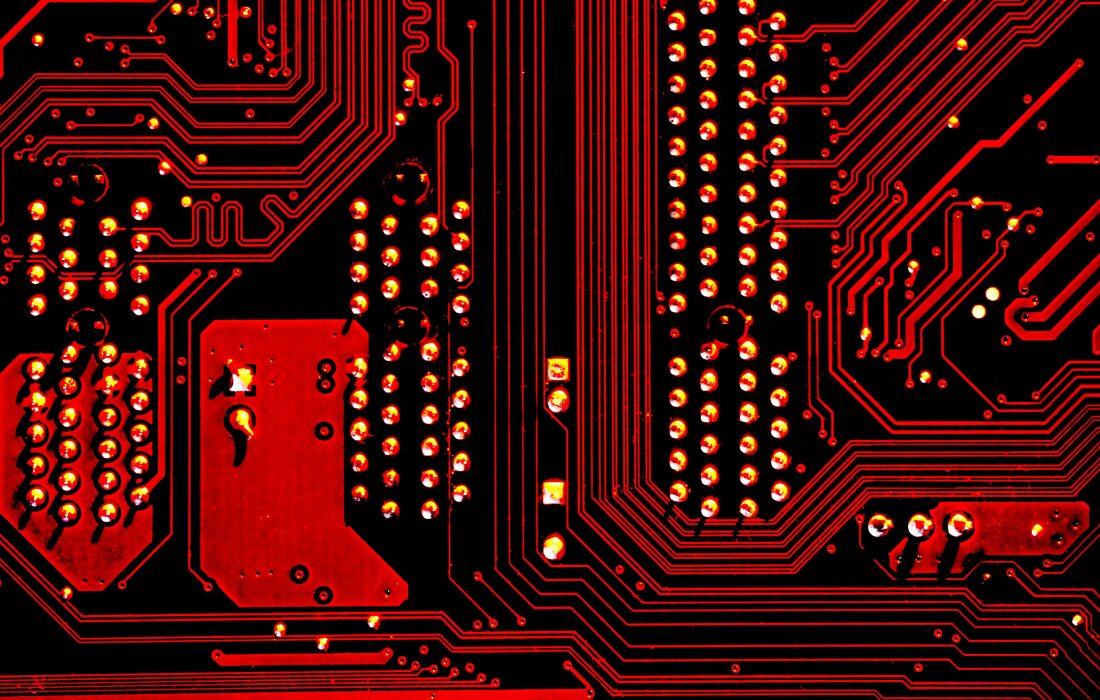 Zoomed in digital image of a red machine component