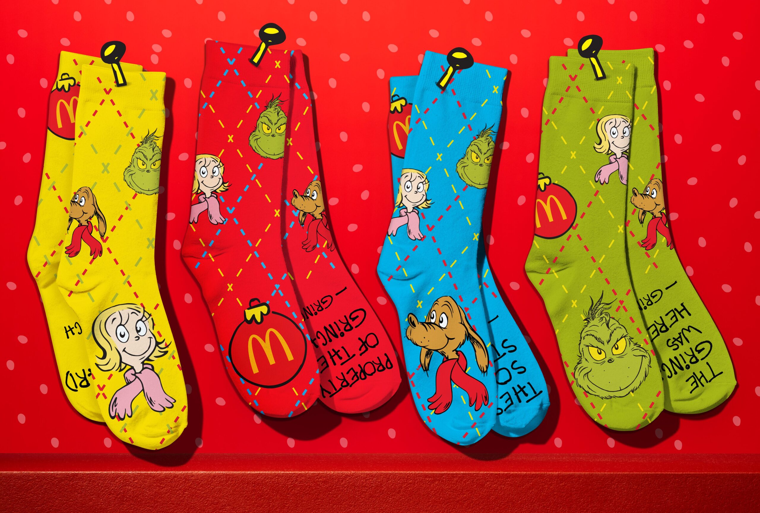 4 styles of The Grinch Meal socks