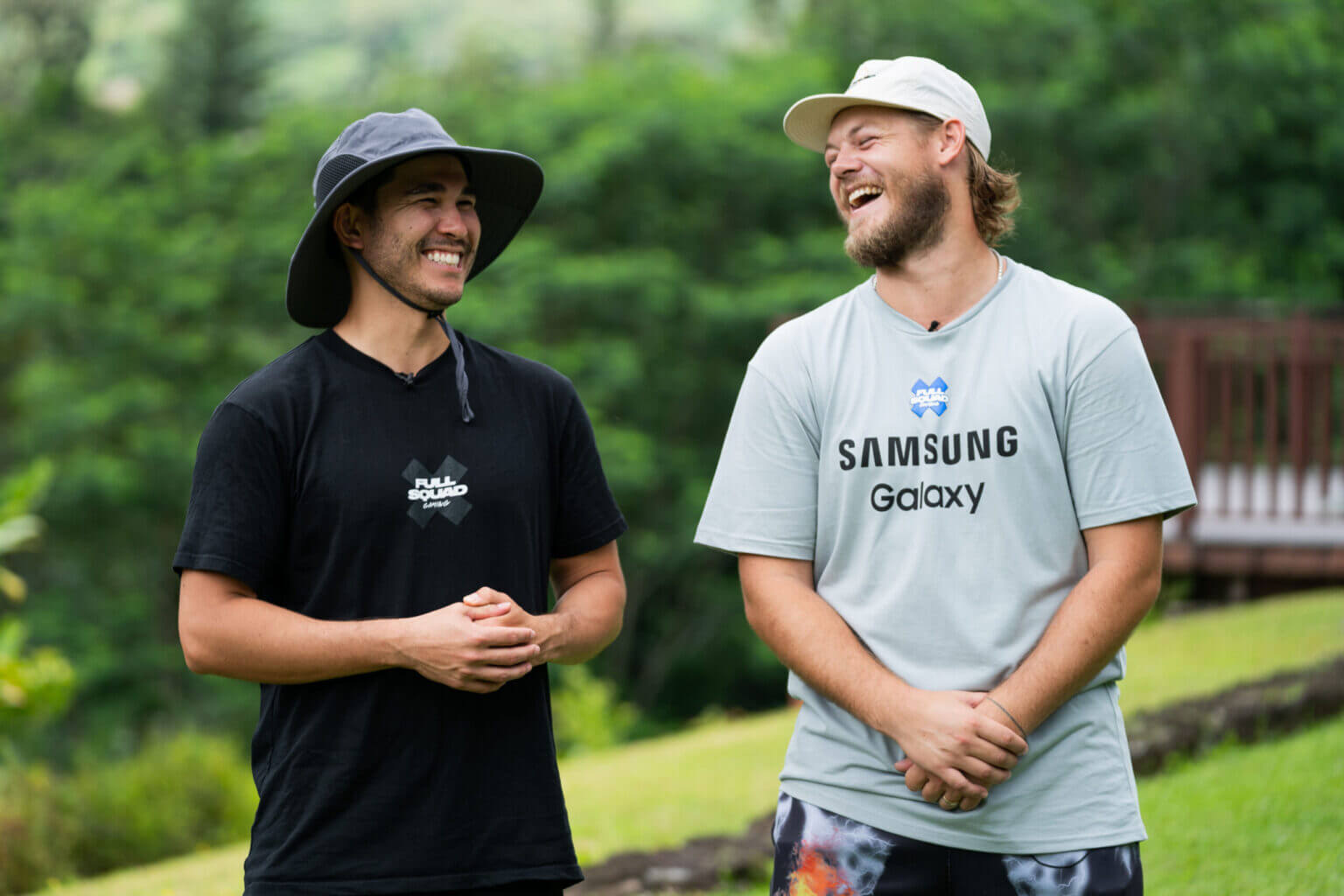 Two people smiling at each other