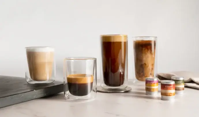 Cumulus cold glass vessel line, 4 cups and cold brew coffee