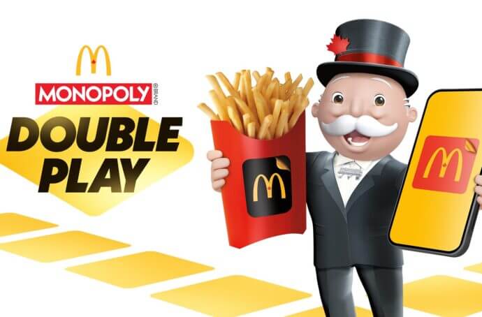 La campagne Monopoly Double Play sur l’affiche de McDonald’s Canada avec Mr Monopoly