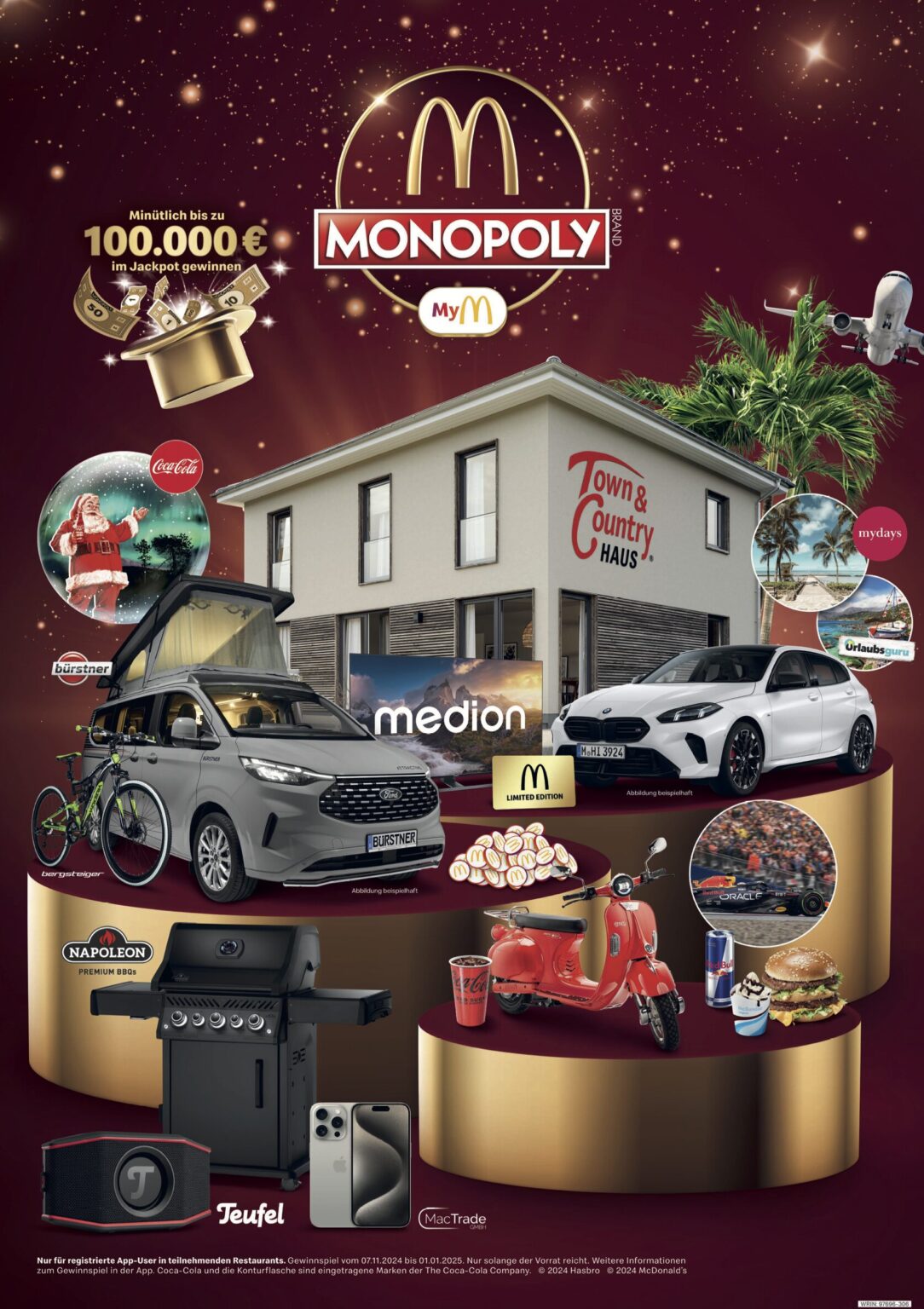 Affiche présentant l’assortiment de prix de la campagne Monopoly en Allemagne