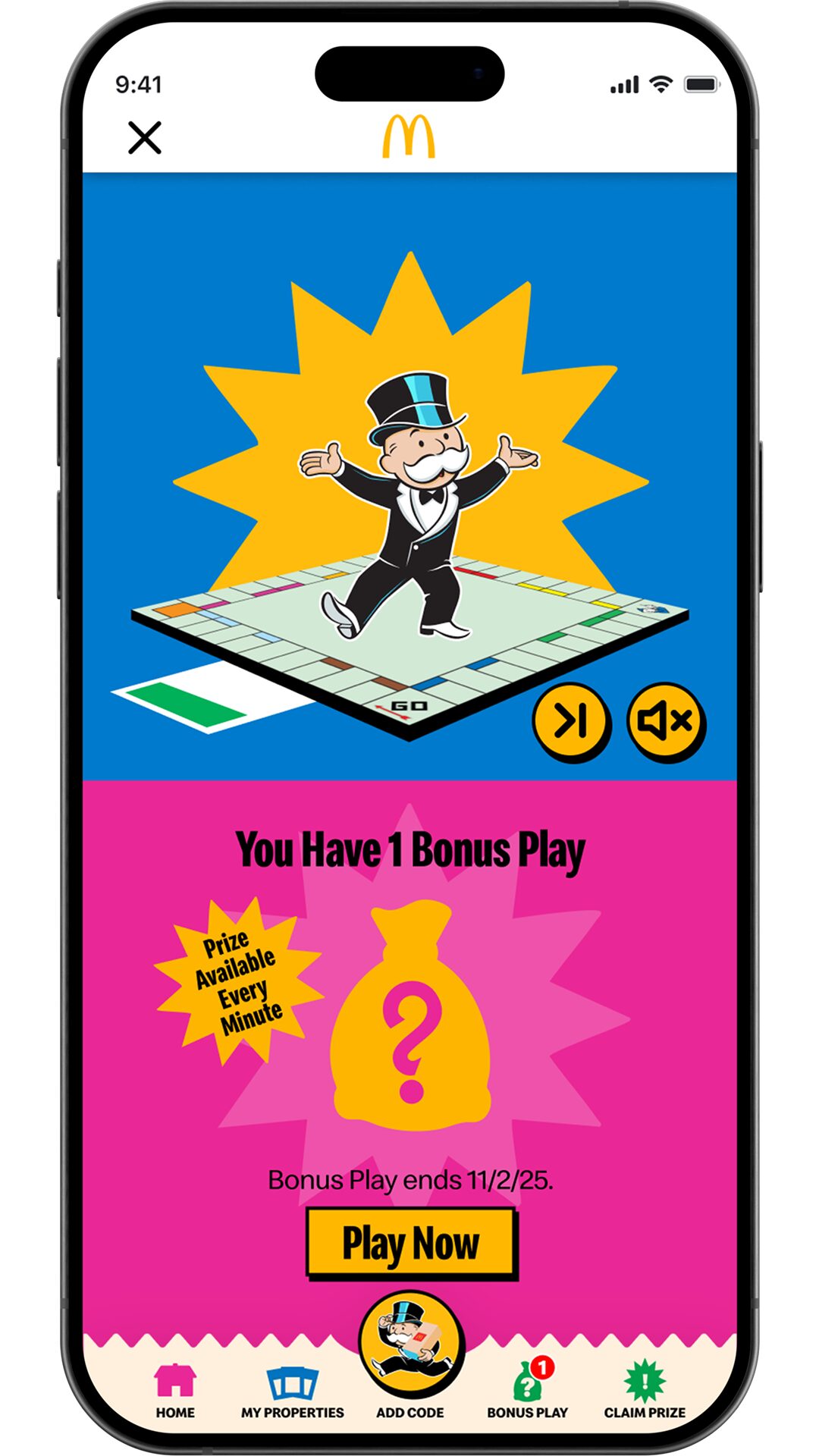 Monopoly digital experience phone screen