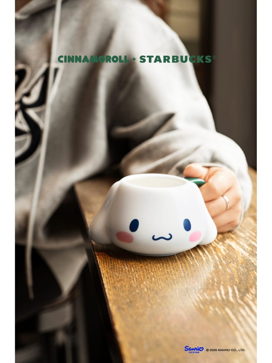 Person holding a Cinnamoroll mug