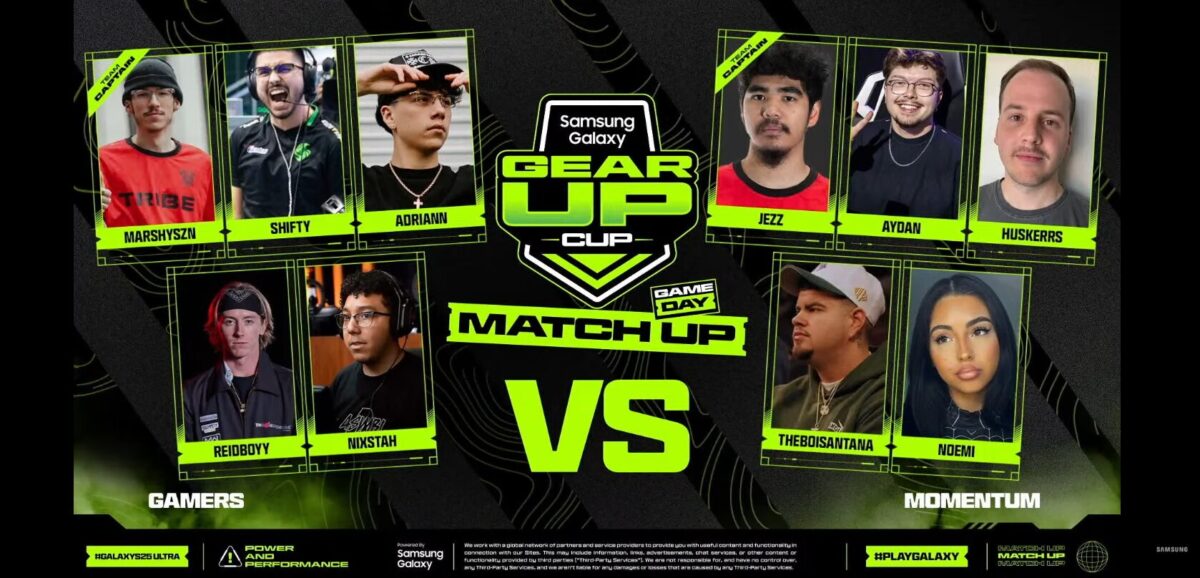 Samsung Galaxy Gear up Cup lineup of competitors