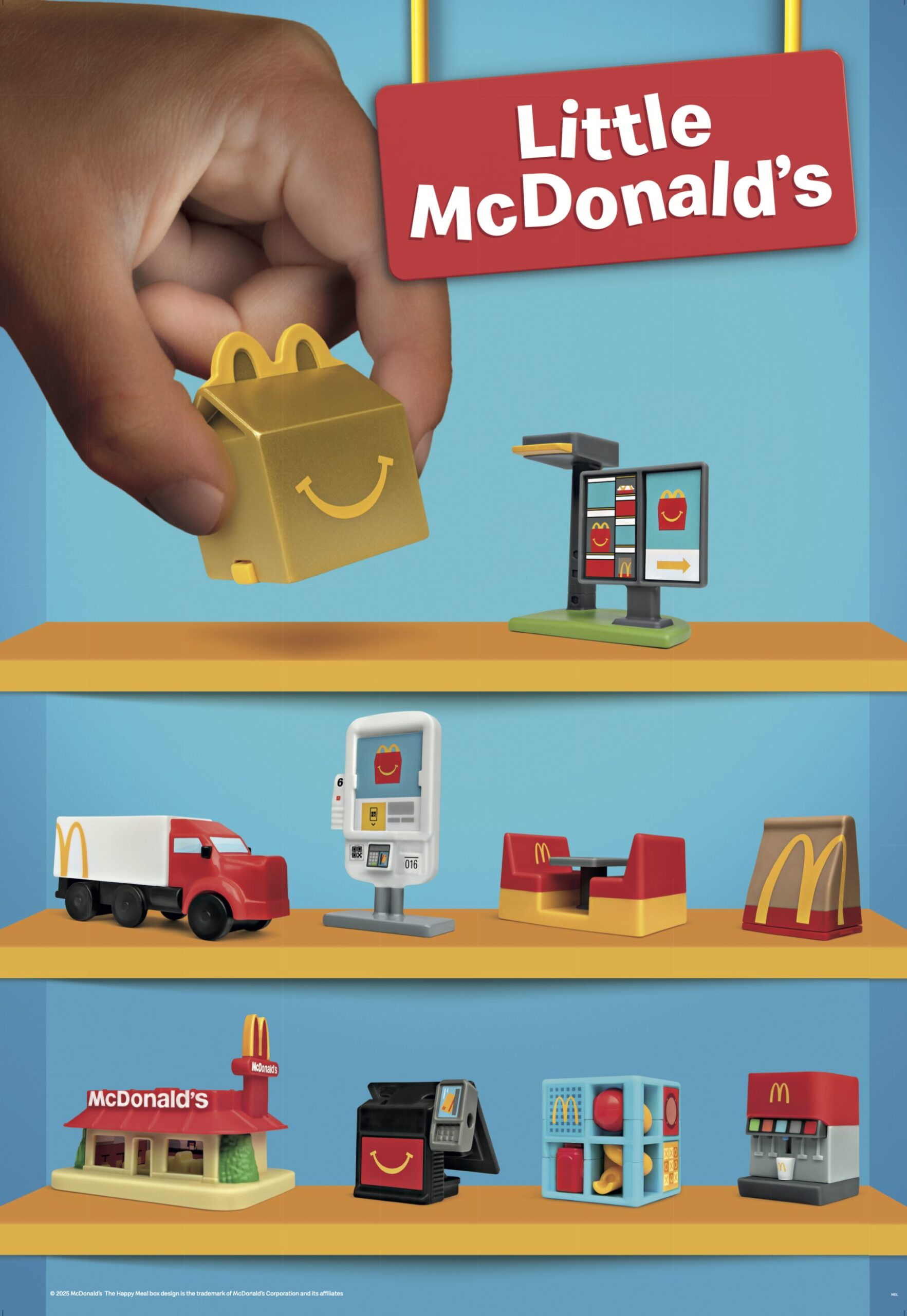Lil McDonald's Happy Meal poster with toys