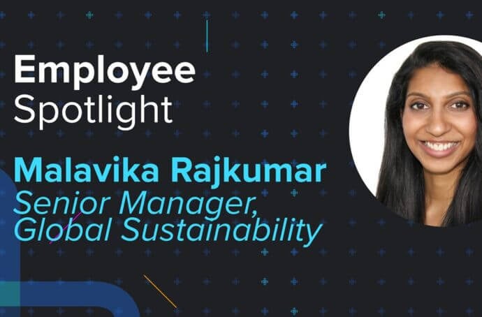 Photo de Malavika avec le texte « Employee Spotlight »