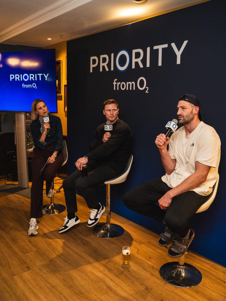 Rugby players answering a Q&A session
