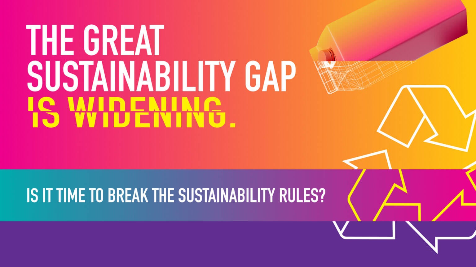 Affiche multicolore avec le texte « L'écart de durabilité se creuse »