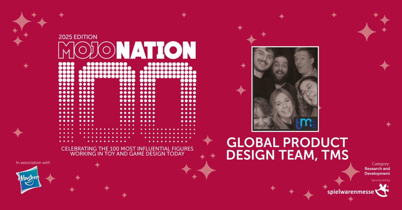 Affiche de la récompense Mojo Nation 100 avec une image des employés de tms à droite