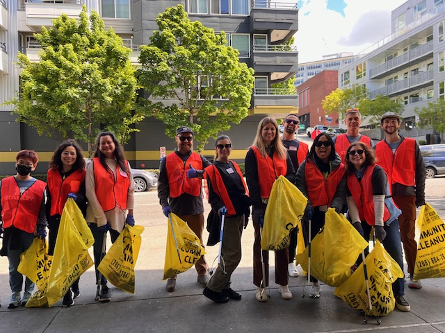tms Seattle members participating in cleanup posing for photo