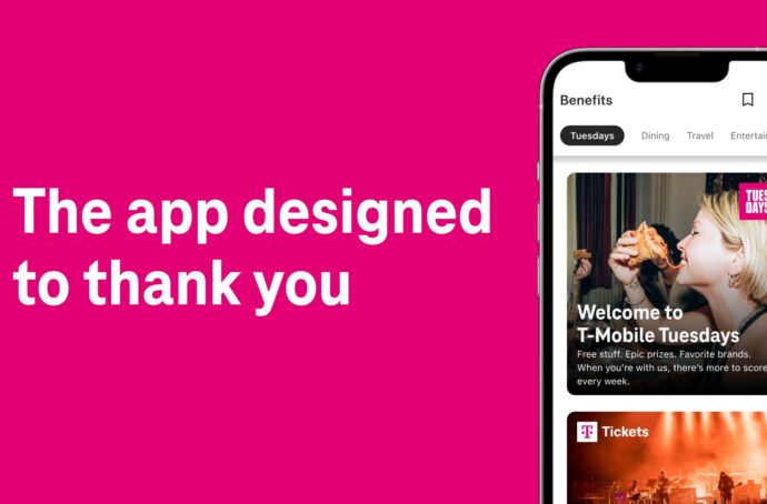 A pink background with the text "The app designed to thank you" on the left and an Iphone screen on the right