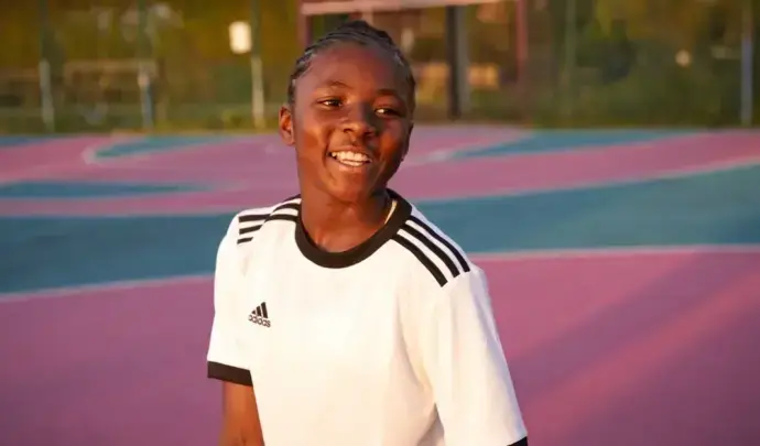 child on a basketball court