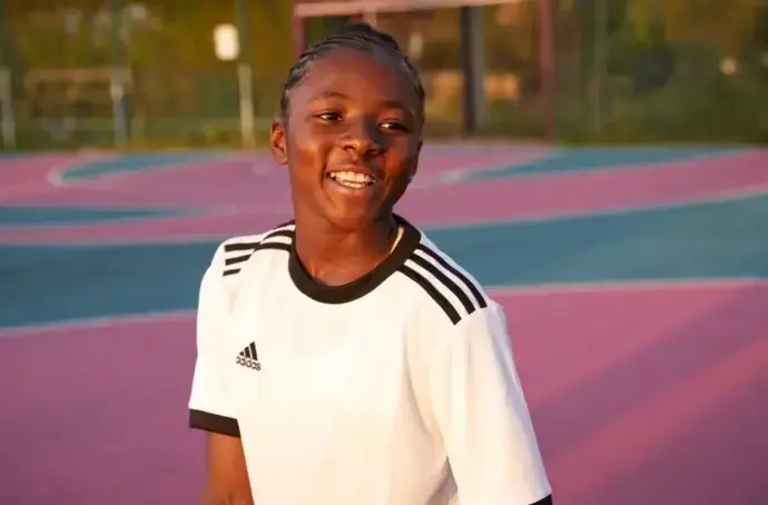 child on a basketball court