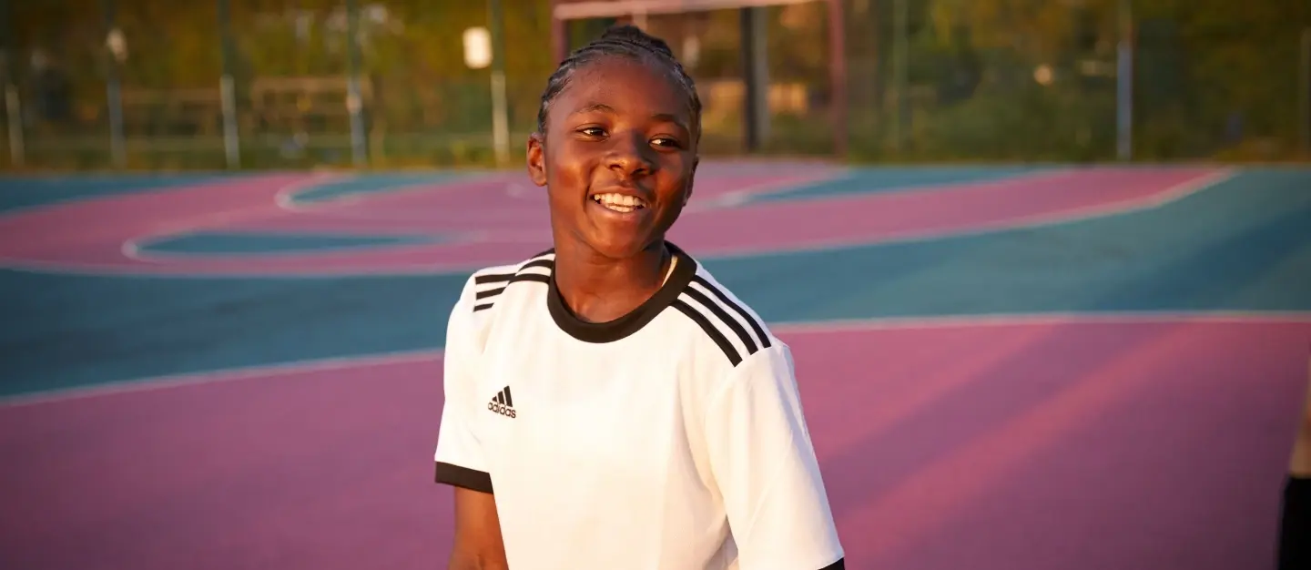 child on a basketball court