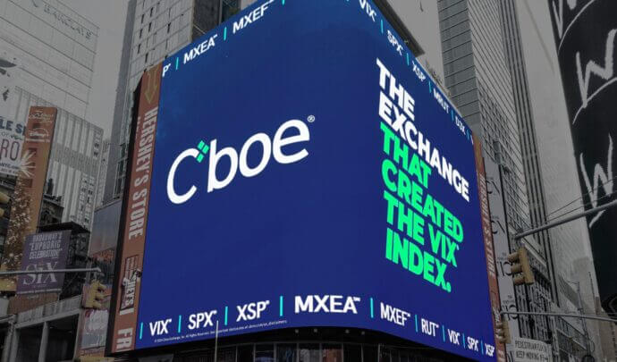 Placement de panneau d'affichage Cboe à Times Square