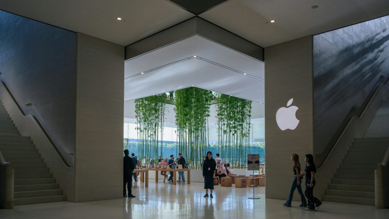 people shopping in apple store