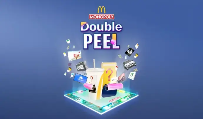 Double Peel Monopoly logo with gameboard