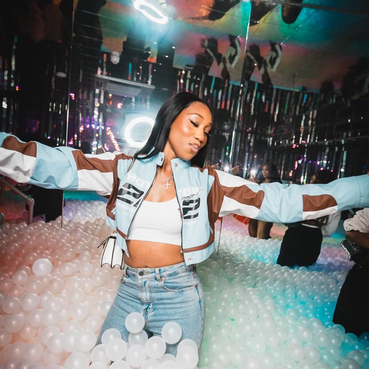 adult female in a ballpit