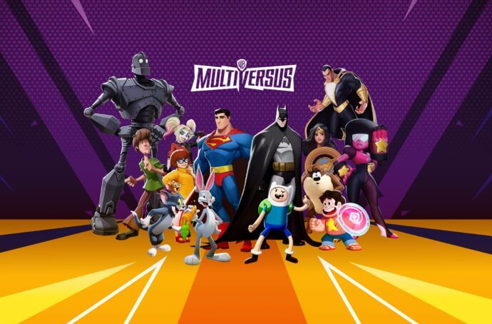 Image du héros avec les personnages et le logo de Warner