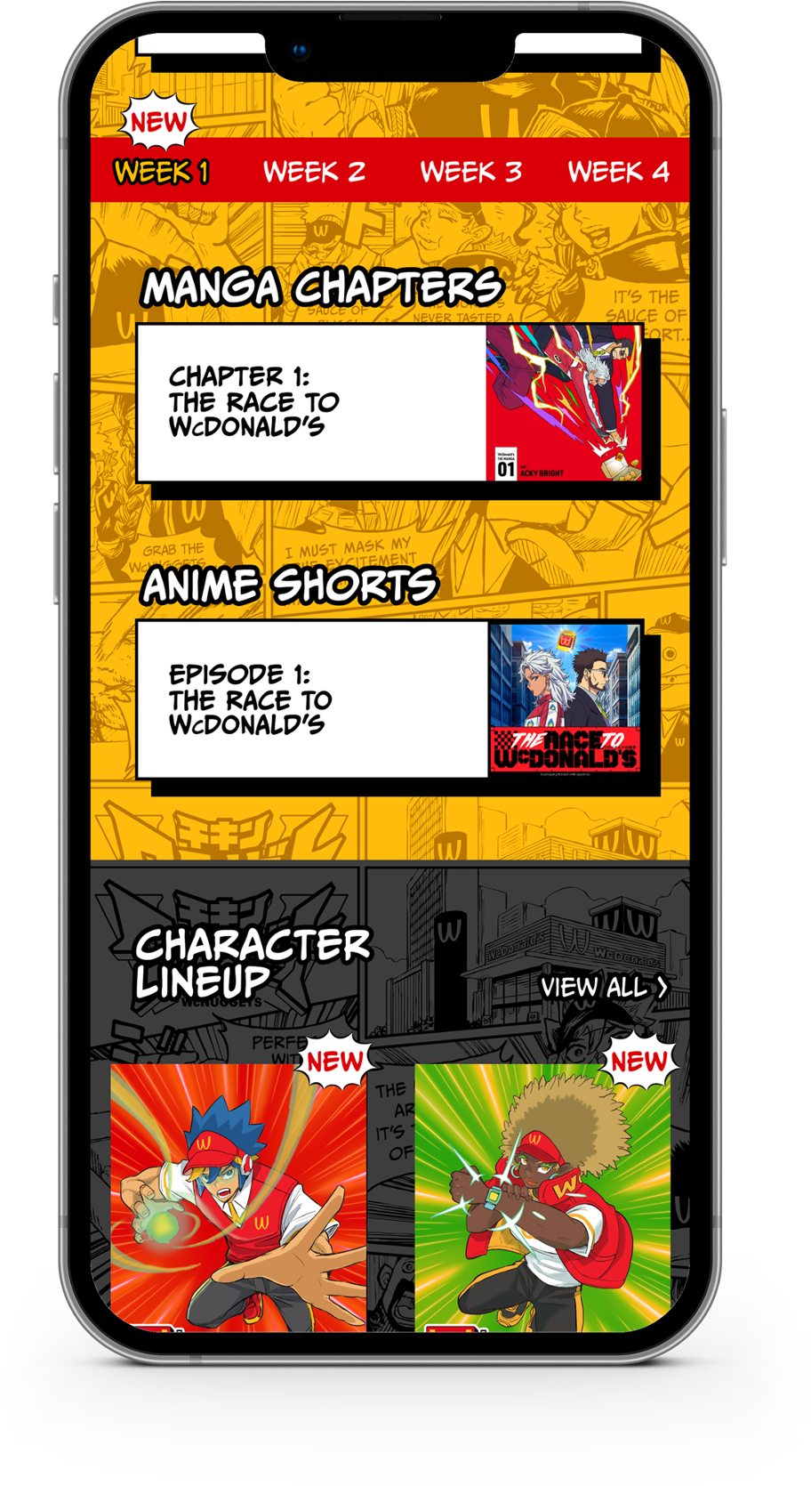 Phone screen with anime and manga content featured.