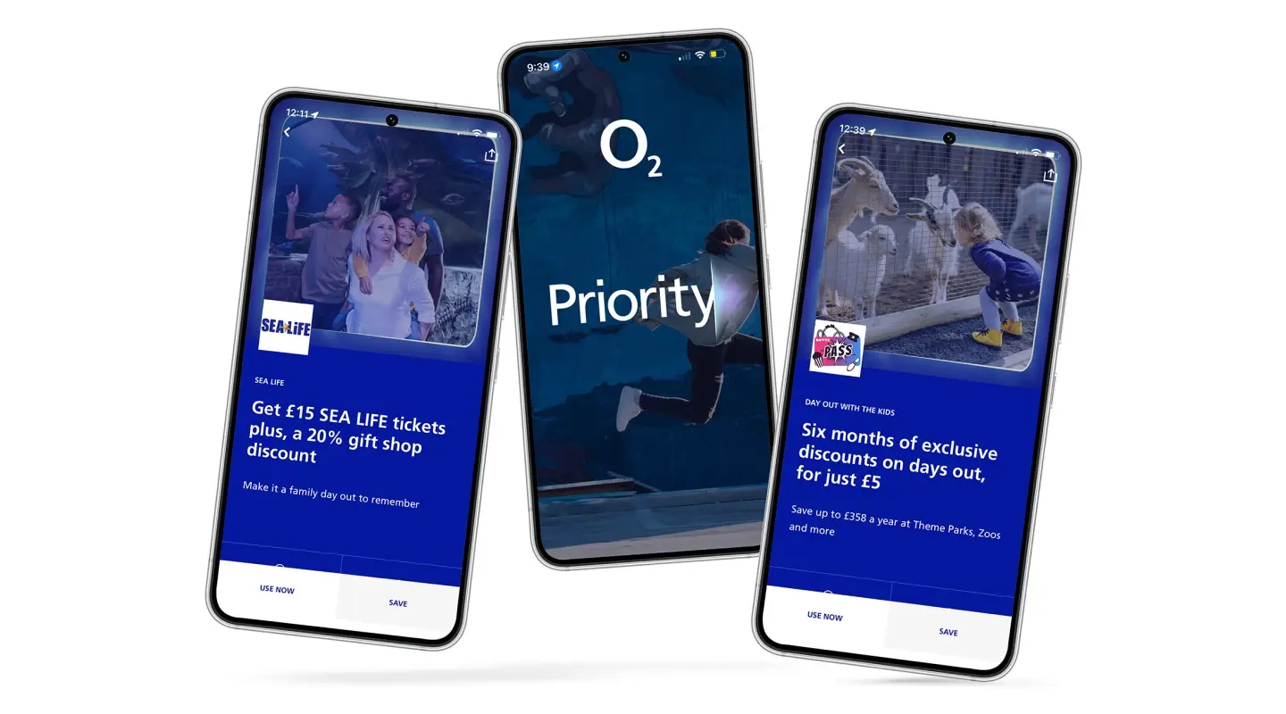 Three phones featuring O2 Priority spring campaign