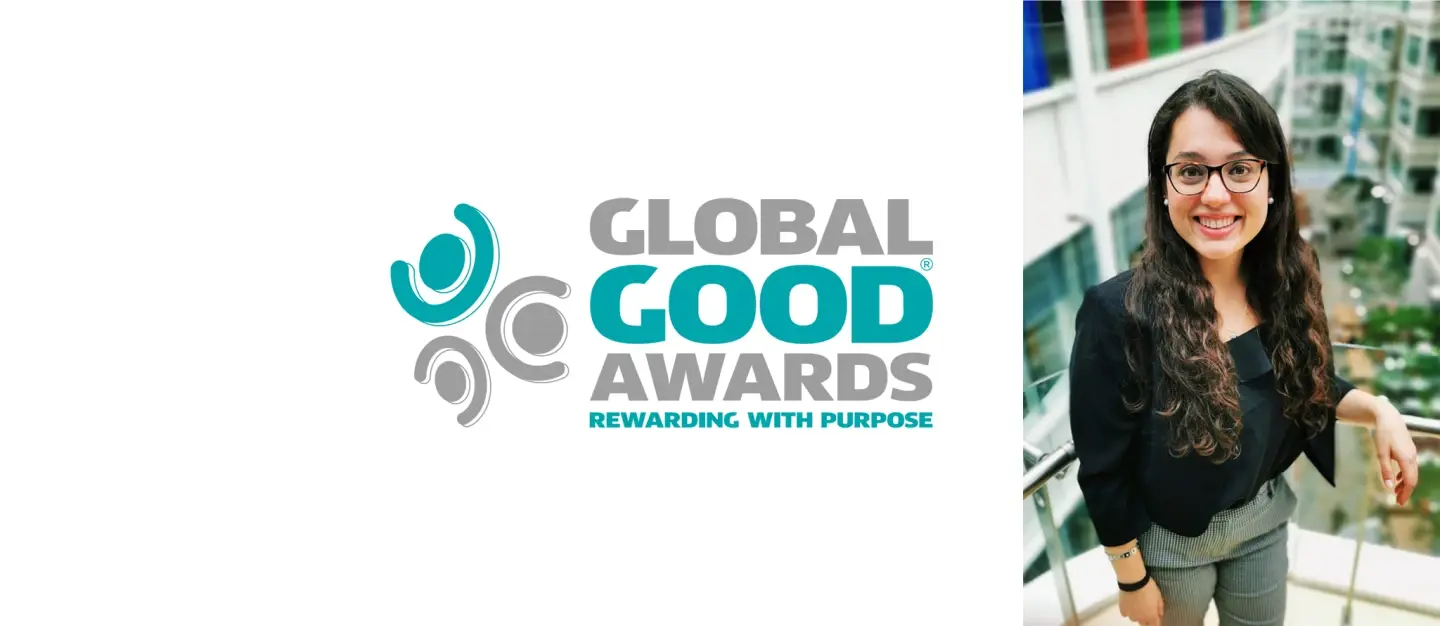 Global Good Awards logo and Pamela Stathaki