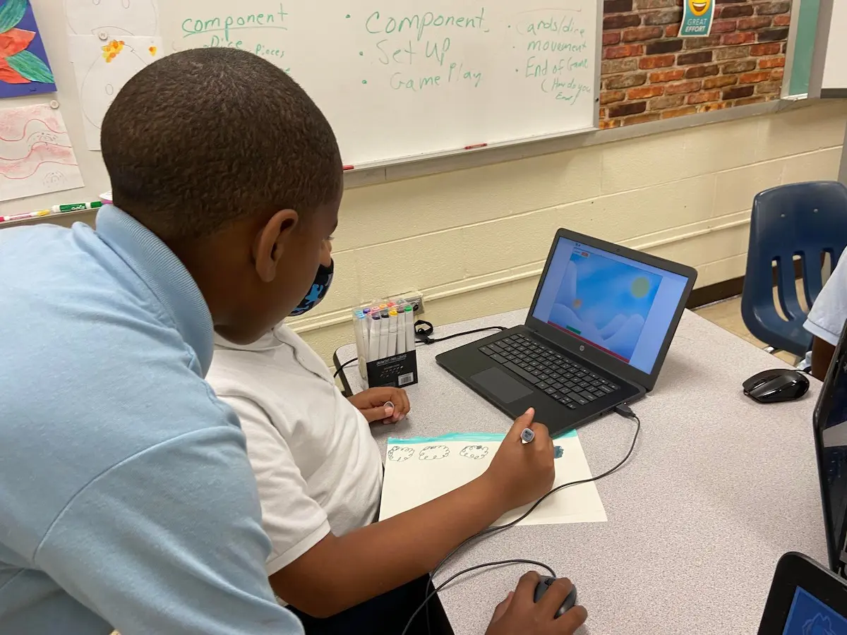 Children using a computer