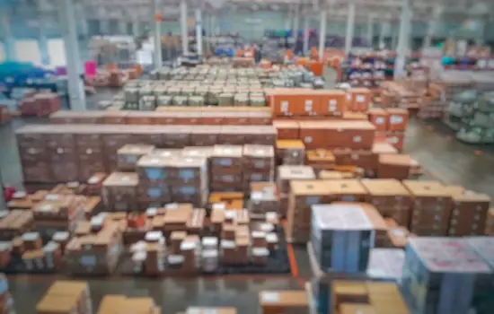 Factory floor with many boxes