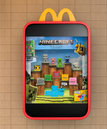 McDonald's in store display of Minecraft Happy Meal toys