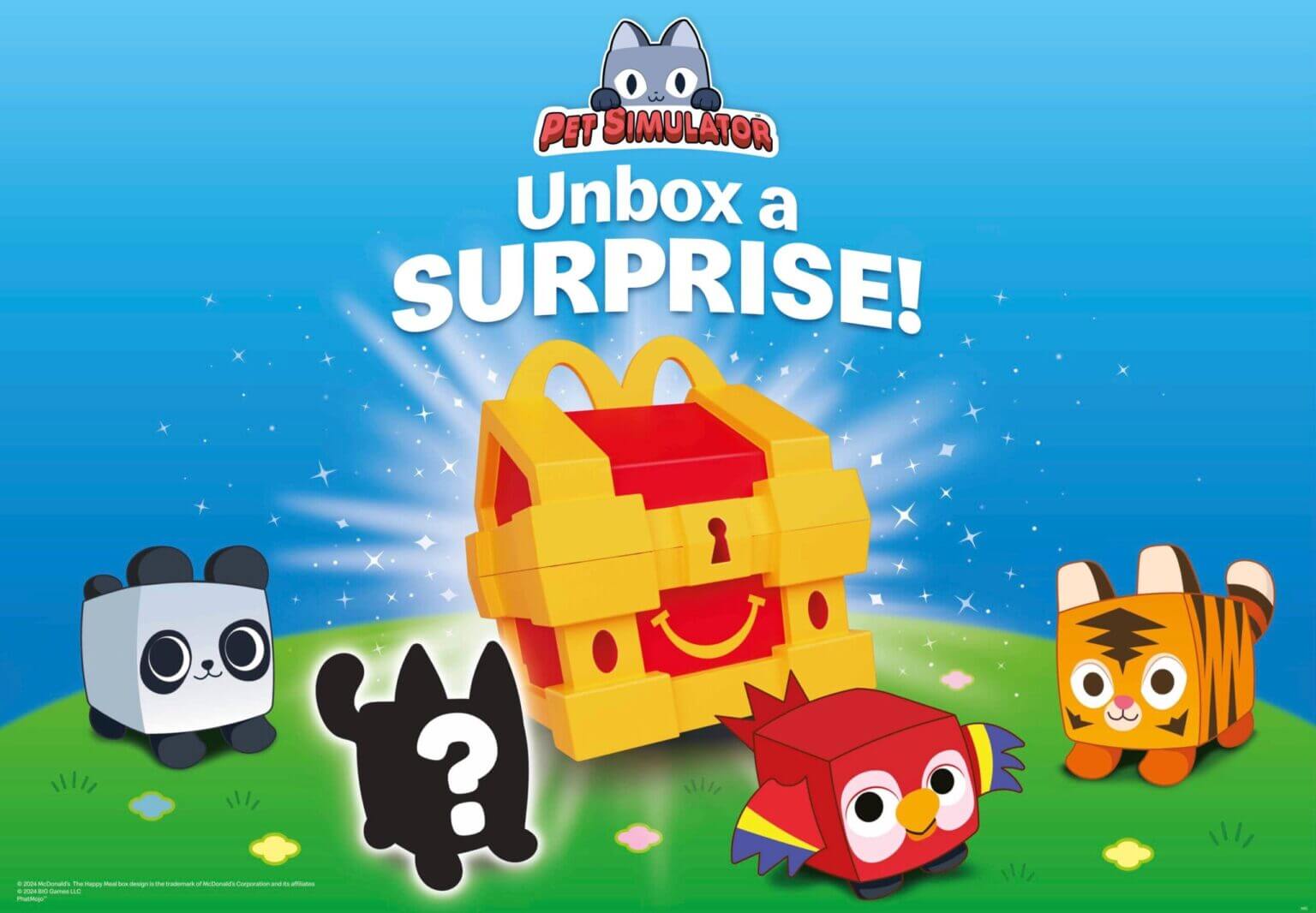 Affiche promotionnelle présentant un coffre au trésor et le texte « Unbox a Surprise ! »
