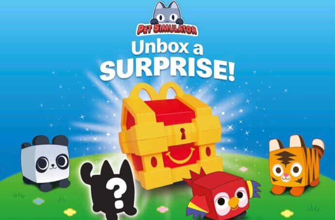 Affiche promotionnelle présentant un coffre au trésor et le texte « Unbox a Surprise ! »
