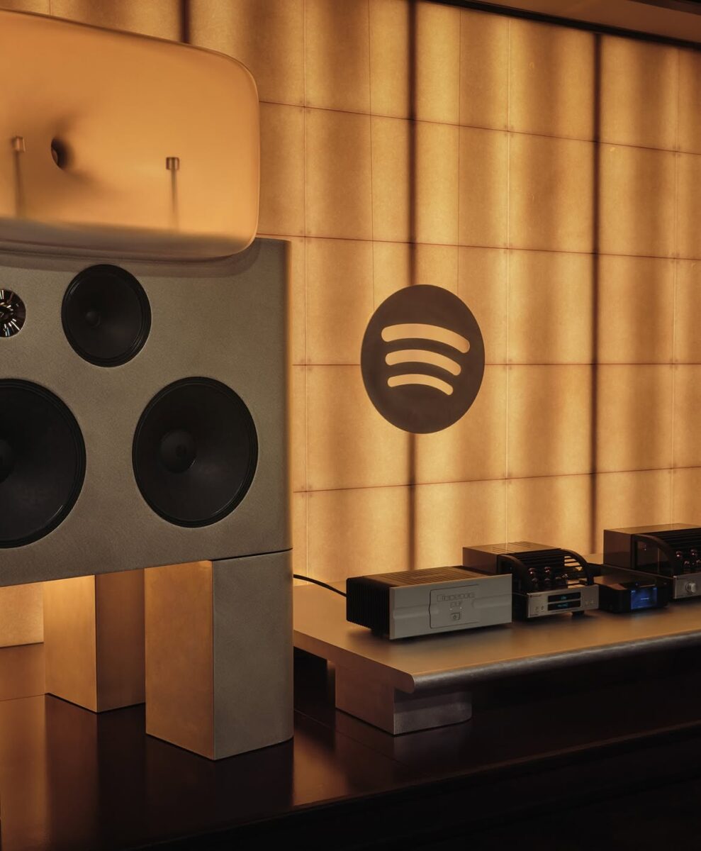 spotify logo in listening lounge