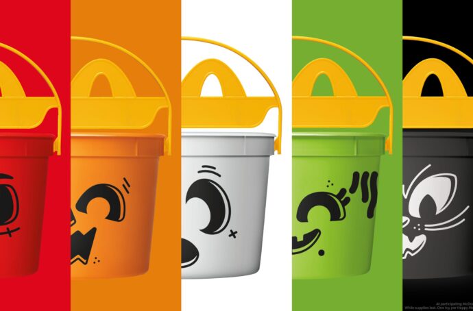 Lineup of McDonald's Boo Buckets