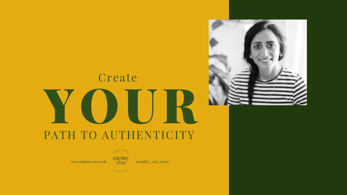 Poster with an image of speaker Reeha Alder and the text
